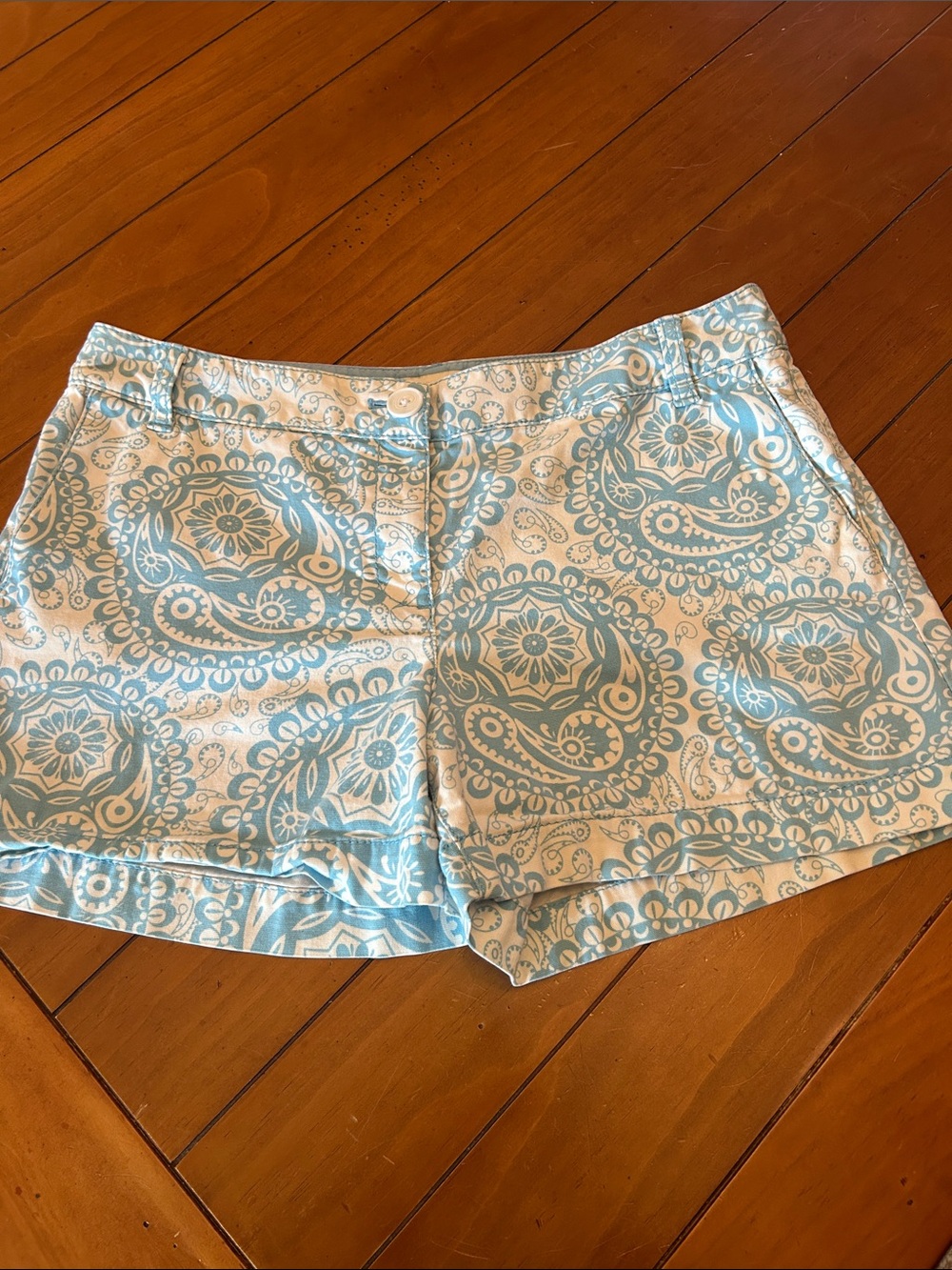 LOFT Blue & White Paisley Print Shorts Size 8